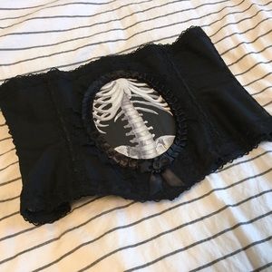 Custom Lace-Up Corset with Skeleton Cameo